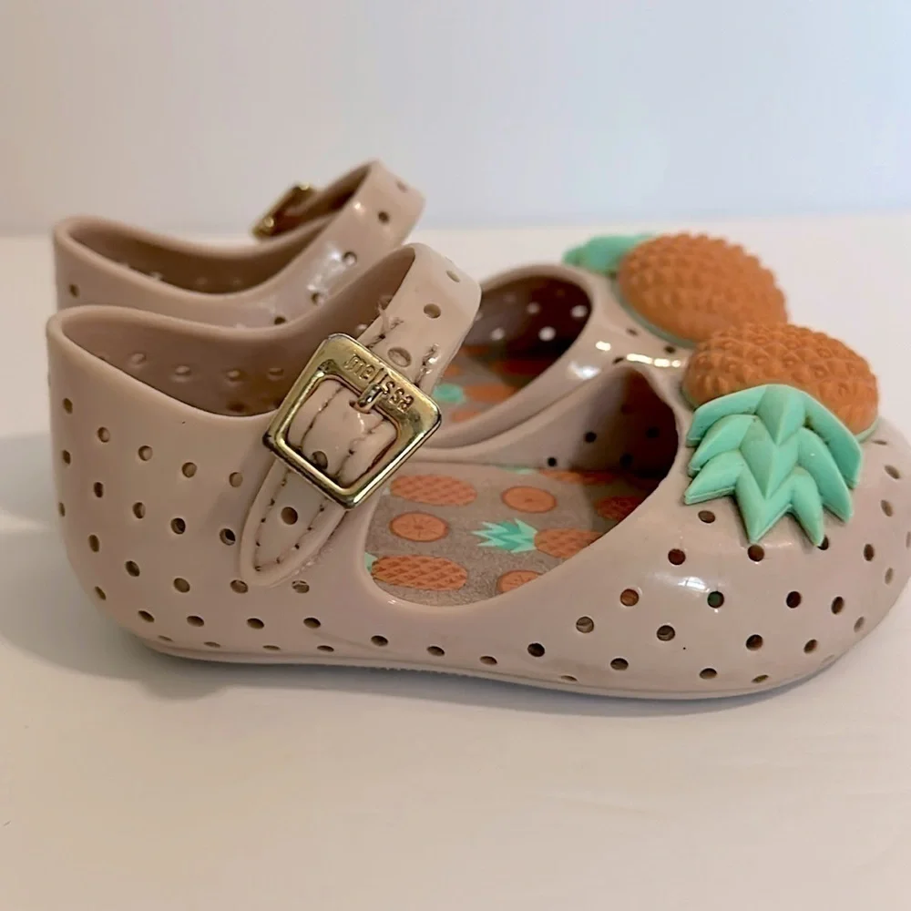 Baby GIRLS MINI MELISSA FURADINHA VII BB SHOE PINEAPPLE WITH PINK & ORANGE sz 5